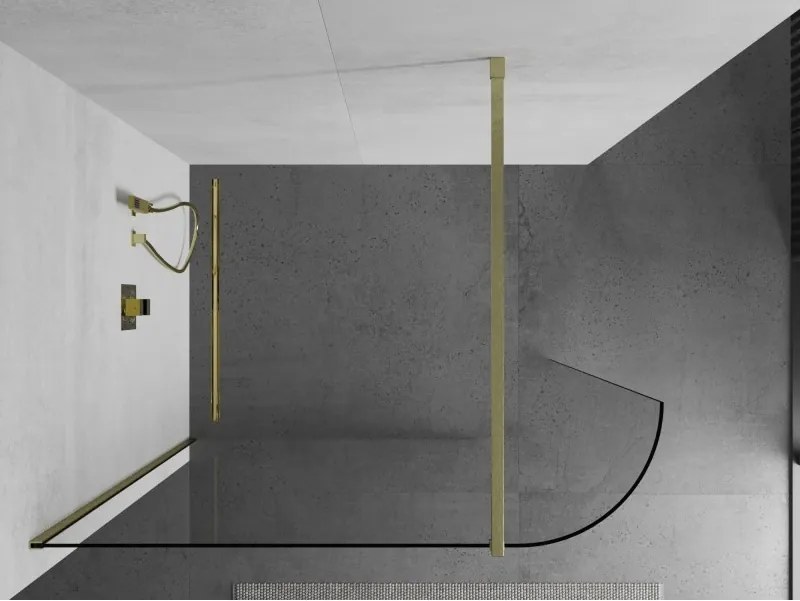 Mexen Kioto, sprchová zástena Walk-In 150 x 200 cm, 8mm číre sklo, zlatý matný profil, 800-150-101-55-06