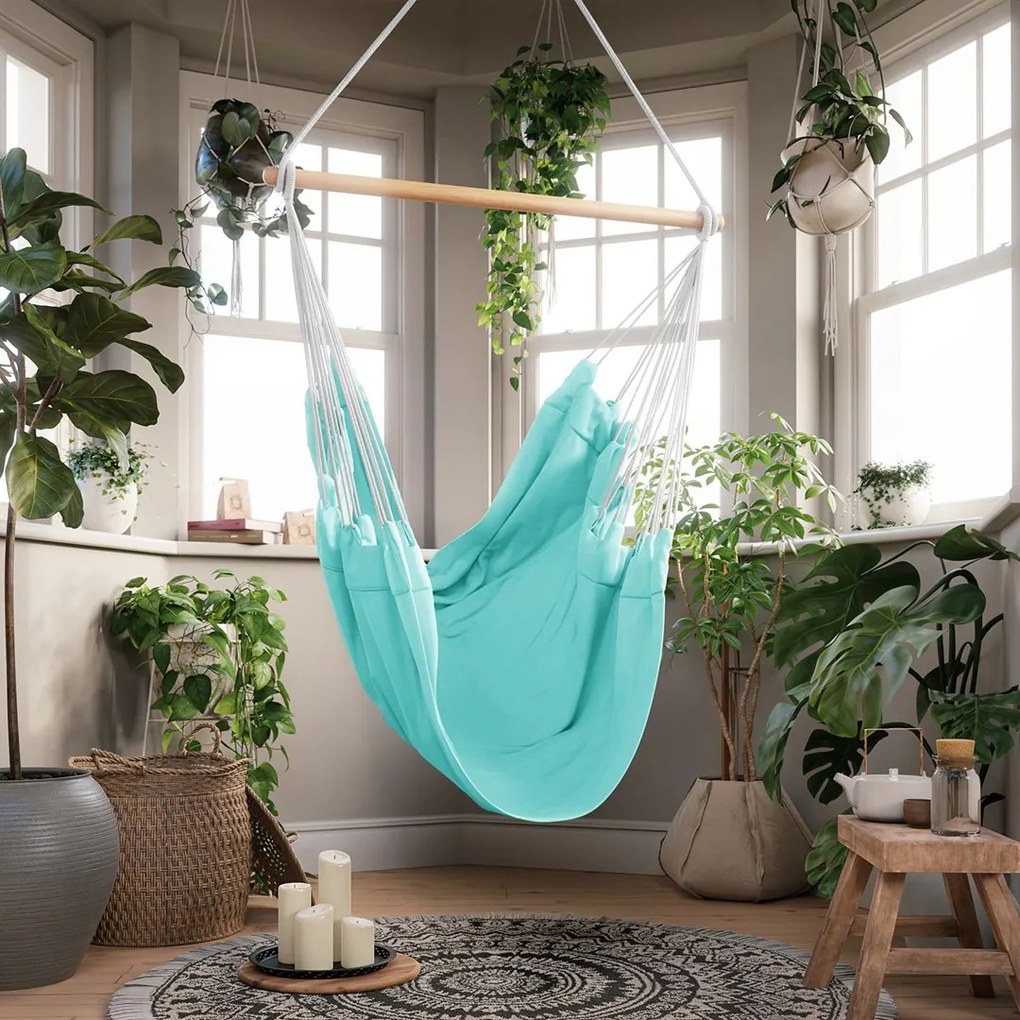 AmeliaHome Závesné hojdacie kreslo Calero mätové, velikost 100x130