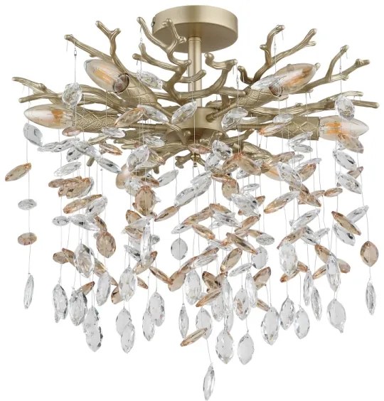 Globo 64138DG - Luster na tyči QUEENA 6xE14/40W/230V zlatá