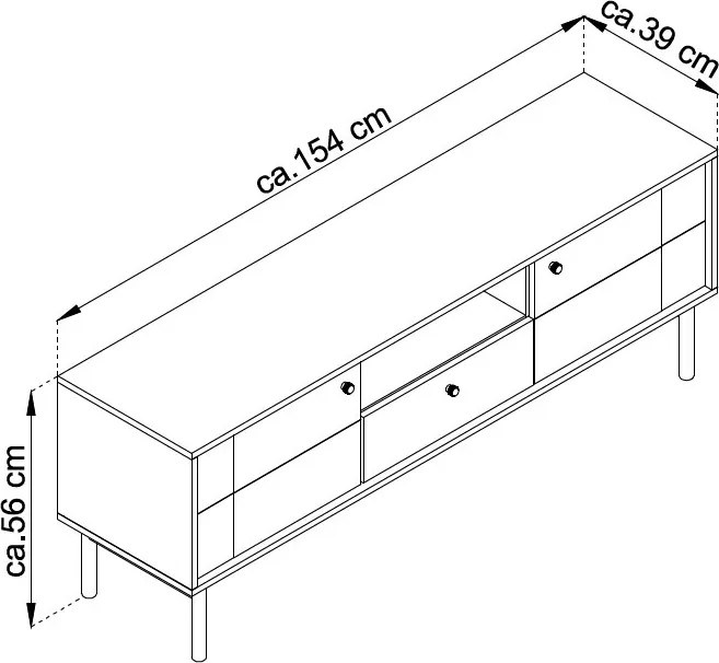 TV skrinka Japandi, 154 cm, béžová kašmír