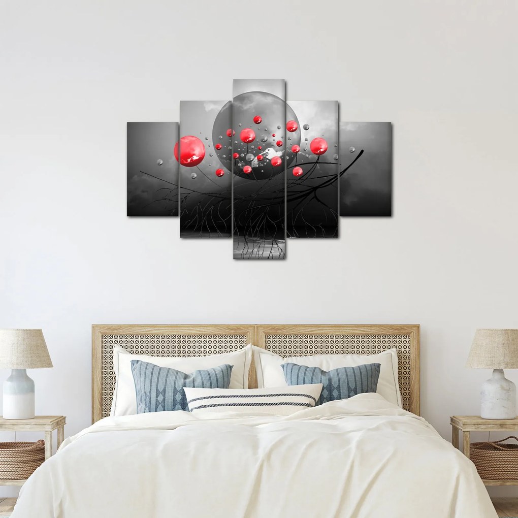 Obraz červených abstraktných gulí (150x105 cm)