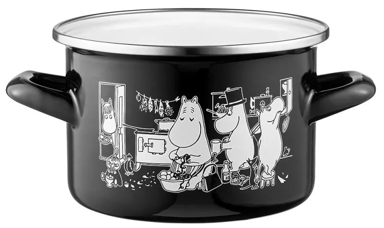 Hrniec Moomins in the Kitchen 1,5l, čierno-biely