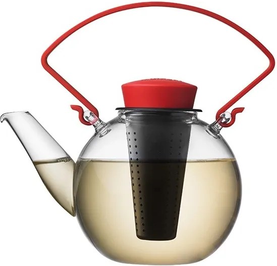 QDO Sklenená čajová kanvica Tea for U červená