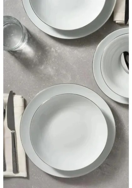 Jedálenská súprava 8 ks biela/strieborná/porcelán