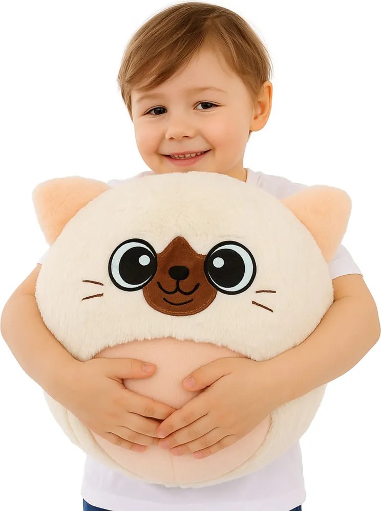 LEAN Toys Skákacia lopta Rastúca plyšová mačka Biela pumpa 50 cm