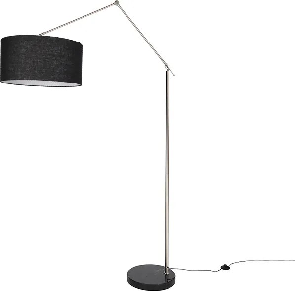 Stojacia lampa oceľová nastaviteľná s čiernym tienidlom 50cm - Editor