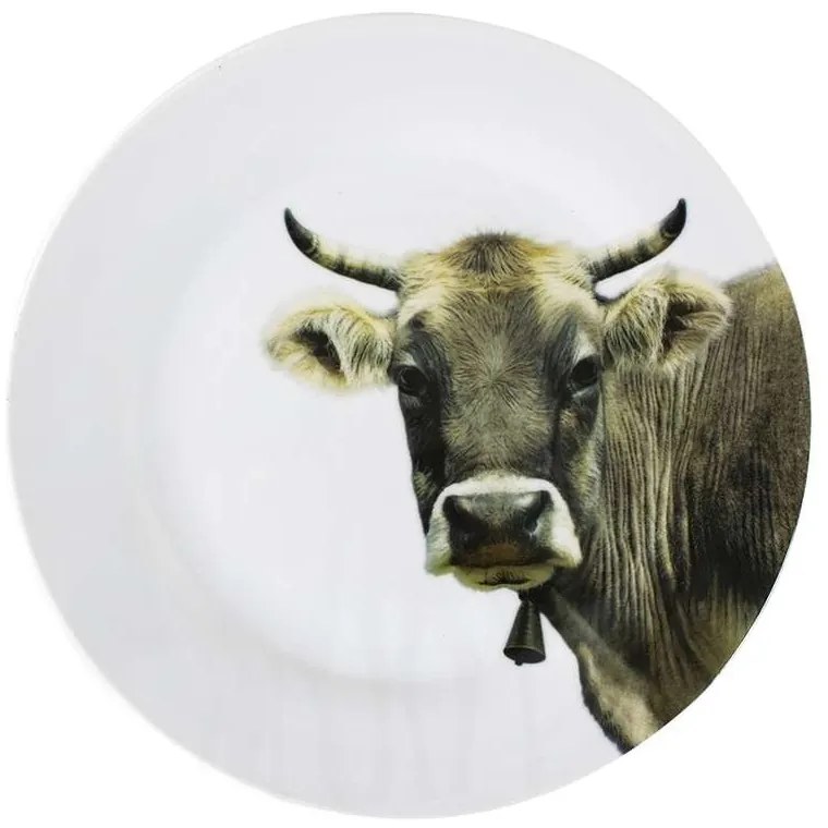Porcelánový jedálenský tanier s motívom kravy - Ø 27 * 3cm