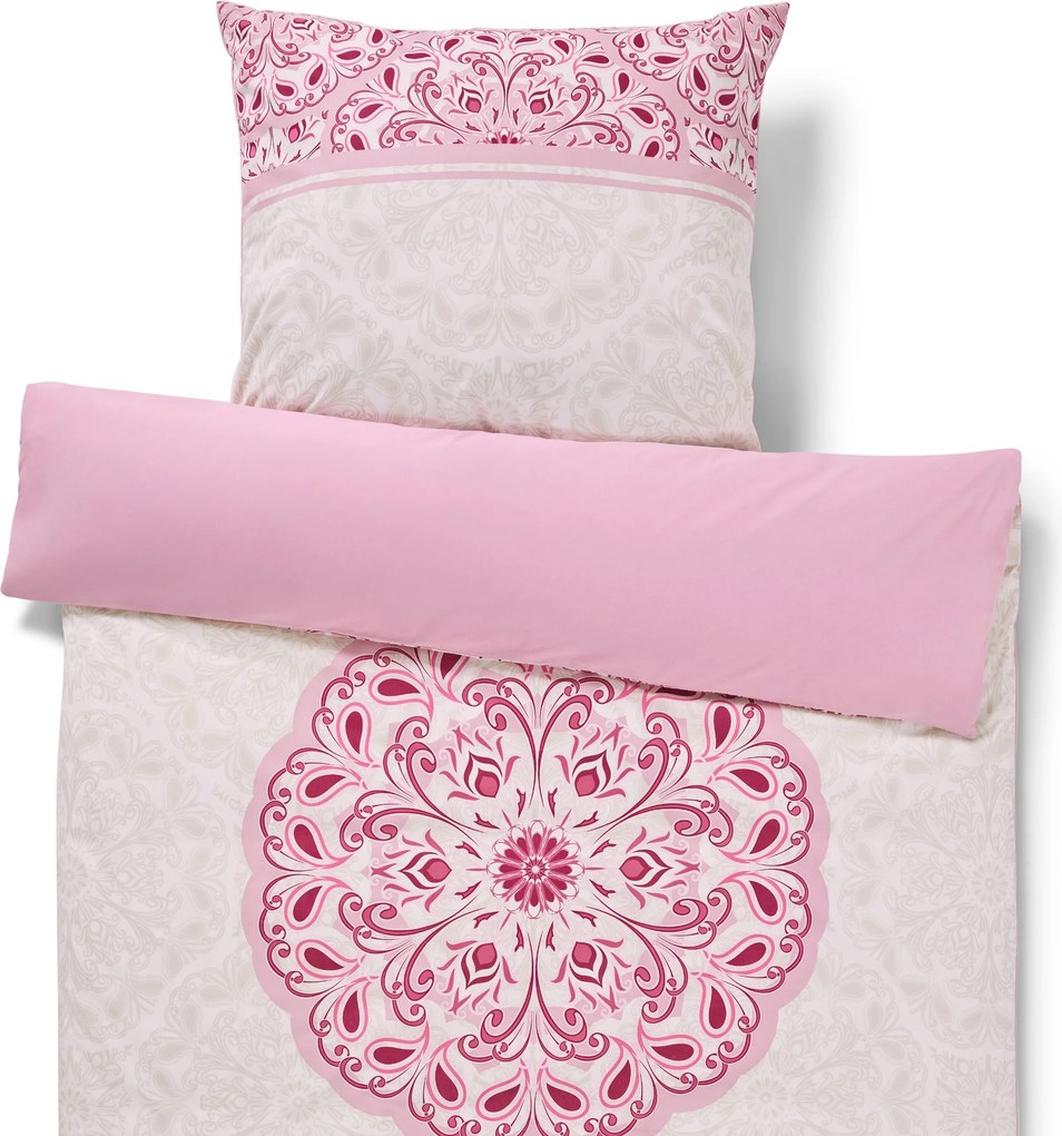 Posteľná bielizeň renforcé, mandala, ružová, štandardná veľkosť