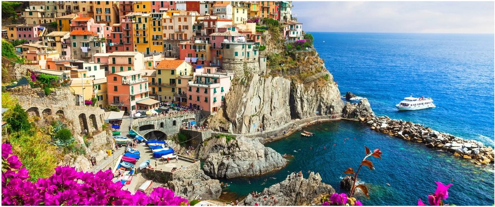 Obraz - Talianska dedinka Manarola (120x50 cm)