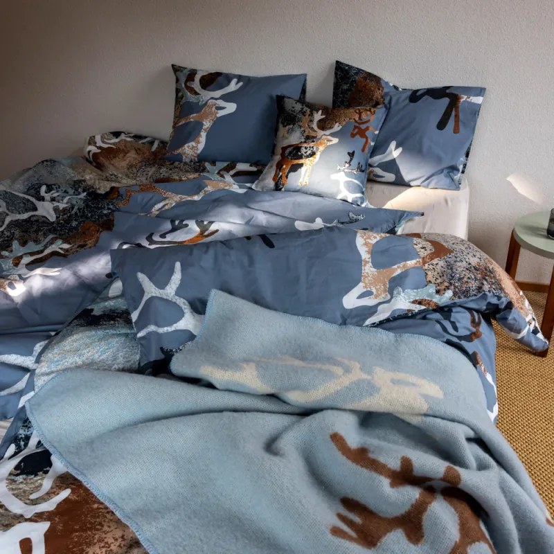 Ľanová obliečka na vankúš Saaga 45x45, modrá