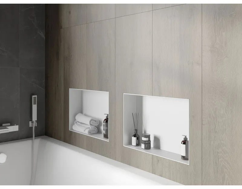 Mexen X-Wall-NR, polička na zapustenie pod obklad bez goliera 45 x 30 cm, biela, 1921453010