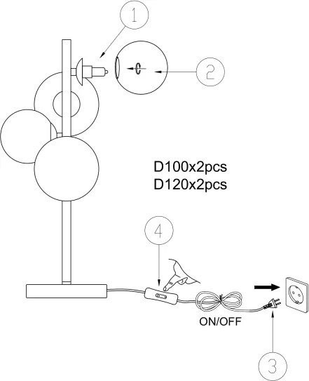 ONLI - Stolná lampa PALOMA 4xG9/10W/230V 48 cm zlatá