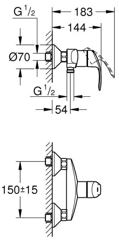 GROHE 33555002 - Sprchová batéria EUROSMART DN 15 lesklý chróm