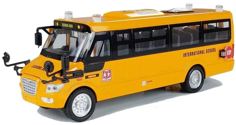 LEAN TOYS Školský kovový autobus - žltý