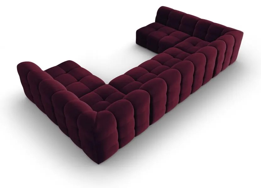 Vínovočervená zamatová rohová pohovka (do "U") Kendal - Micadoni Home