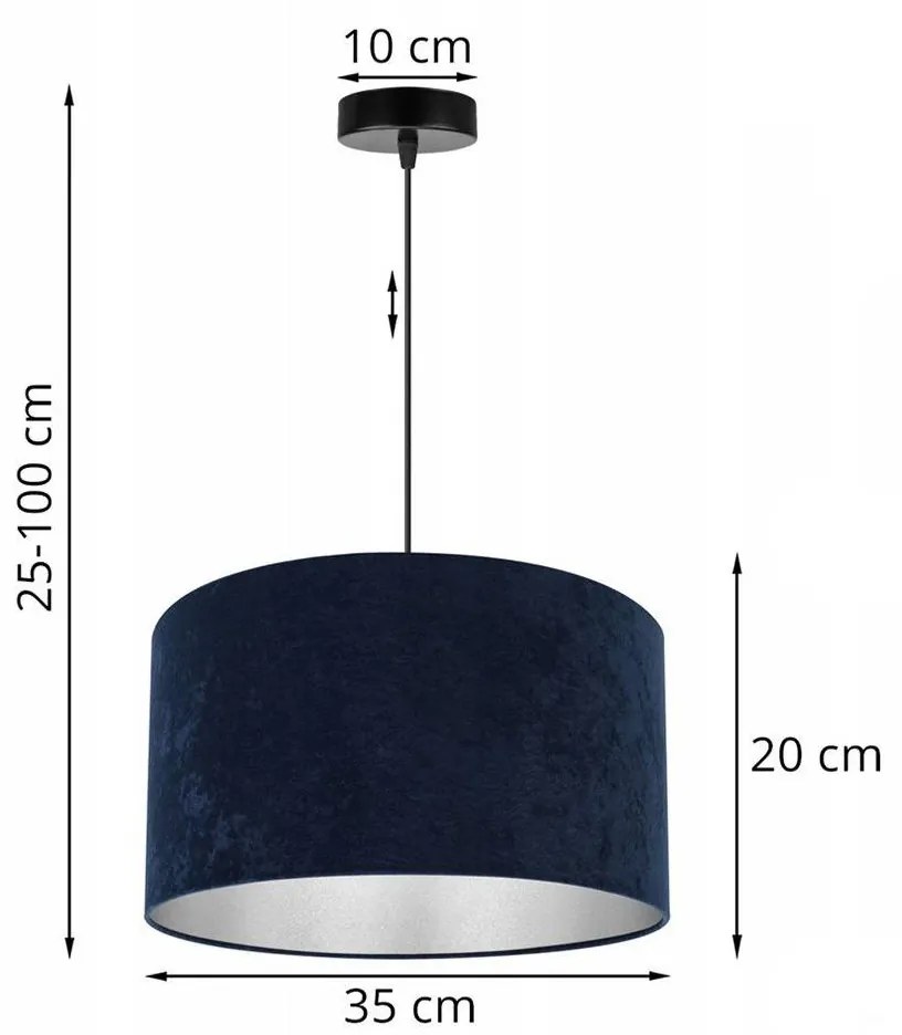 Závesné svietidlo MEDIOLAN, 1x modré/chrómové textilné tienidlo
