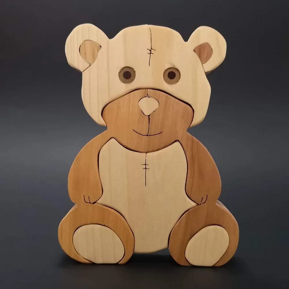 AMADEA Drevené puzzle medveď 15 cm