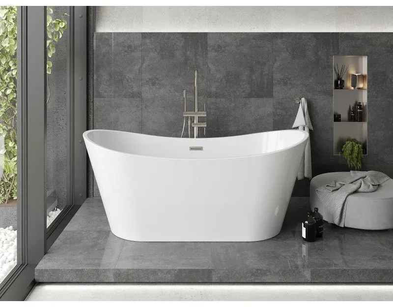 Mexen Montana, voľne stojaca vaňa 180 x 90 cm, biela, brúsená oceľ prepad, 52011809000-97