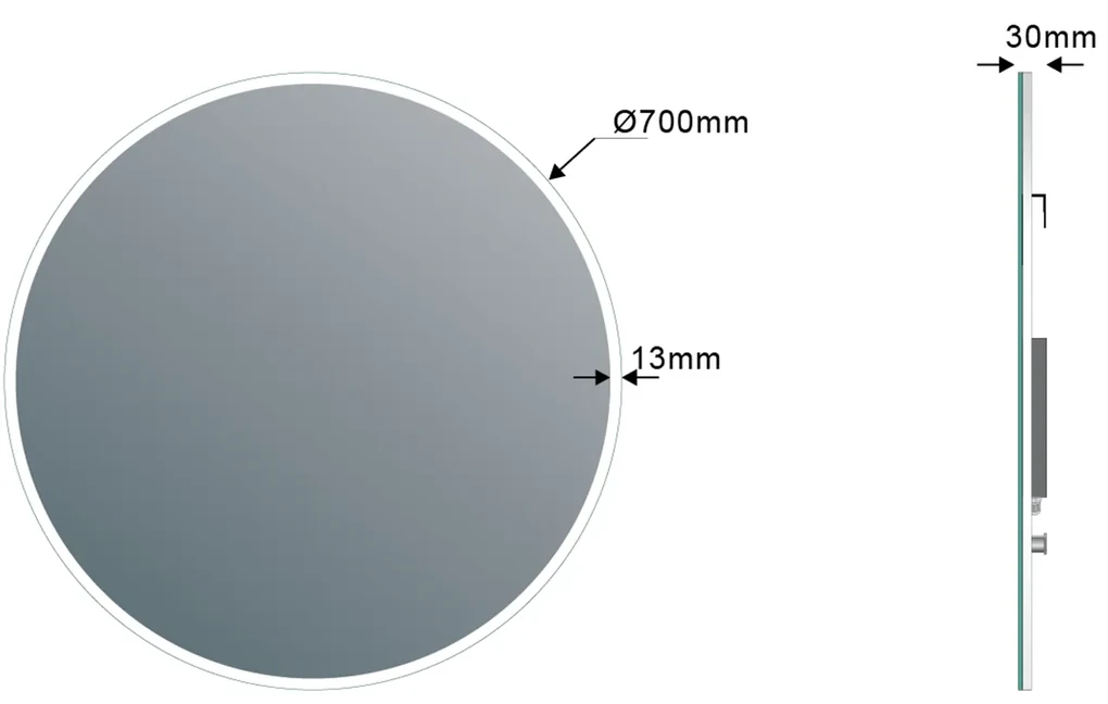Sapho Sapho, VISO LED podsvietené guľaté zrkadlo priemer 70cm s policou, biela mat, VS070-01