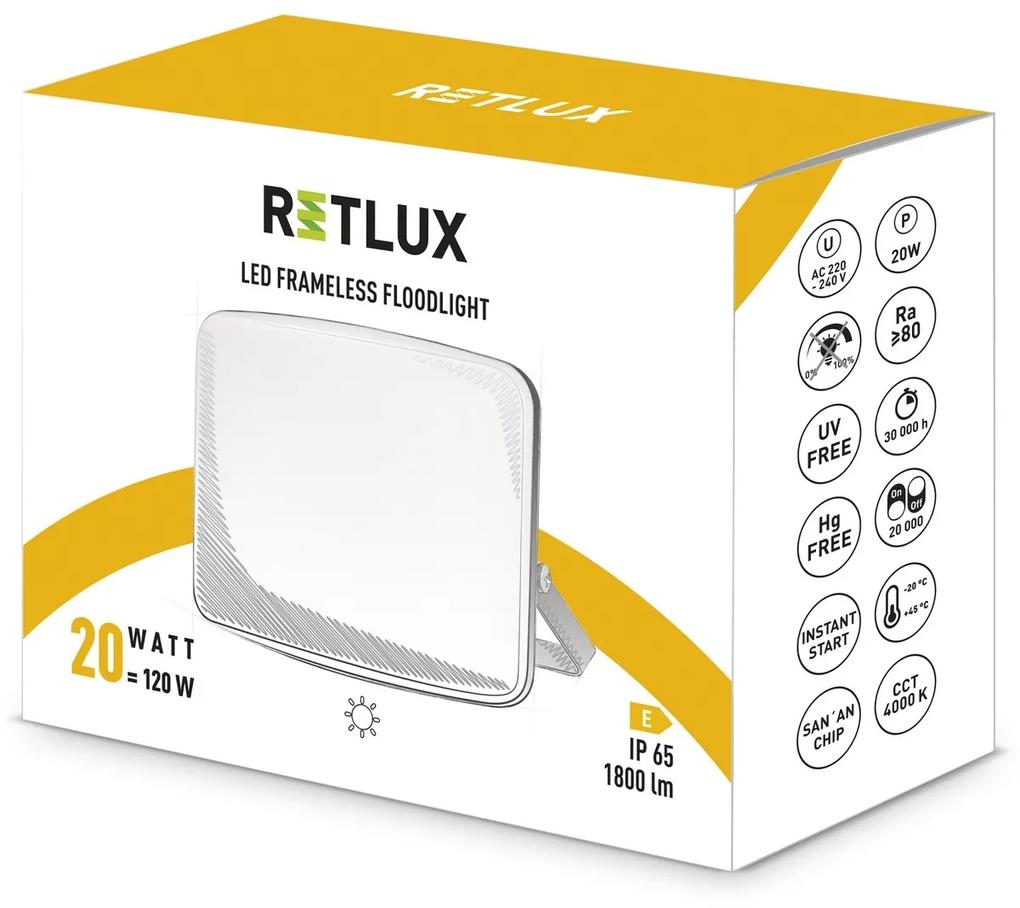 Retlux RSL 250 LED reflektor, 133 x 104 x 47 mm, 20 W, 1800 lm