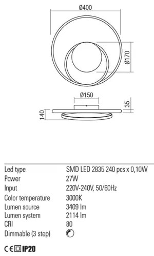 Redo 01-1790 - Stmievateľné LED nástenné svietidlo TORSION LED/27W/230V bronzové