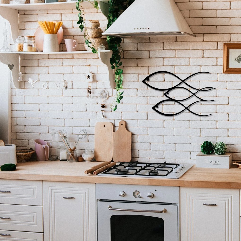 Nástenná kovová dekorácia Ryba čierna