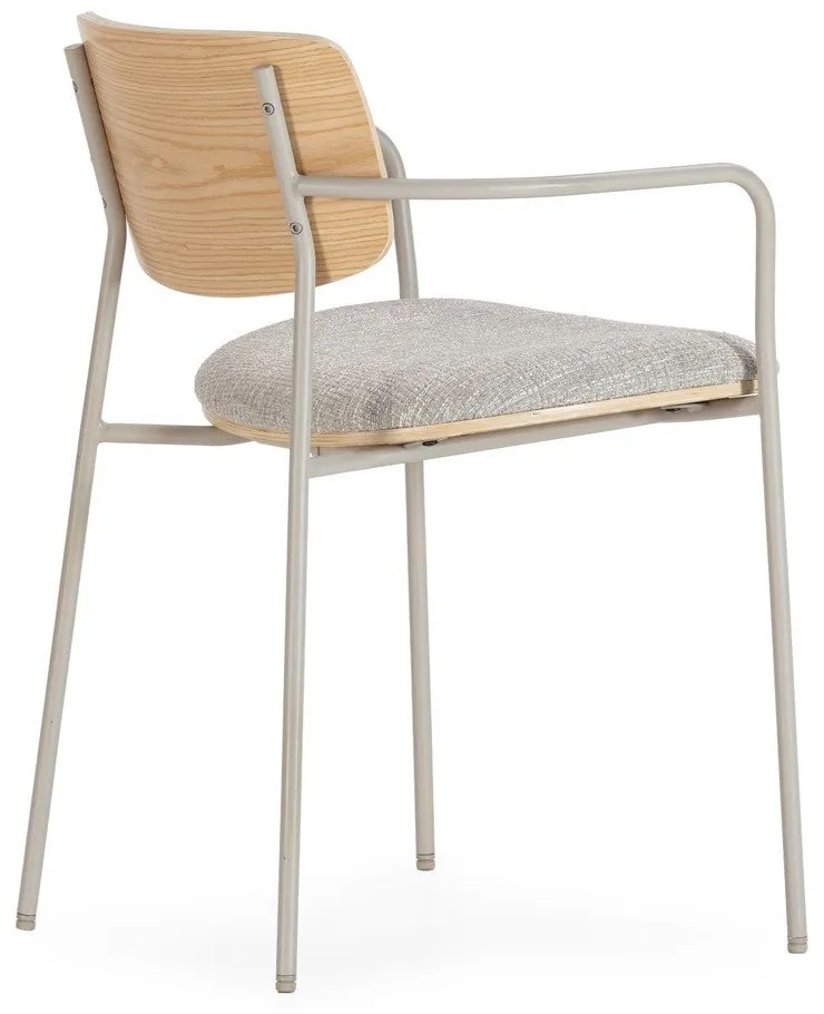 Svetlosivé/v prírodnej farbe čalúnené jedálenské kreslá v súprave s podrúčkami Nour – MOME