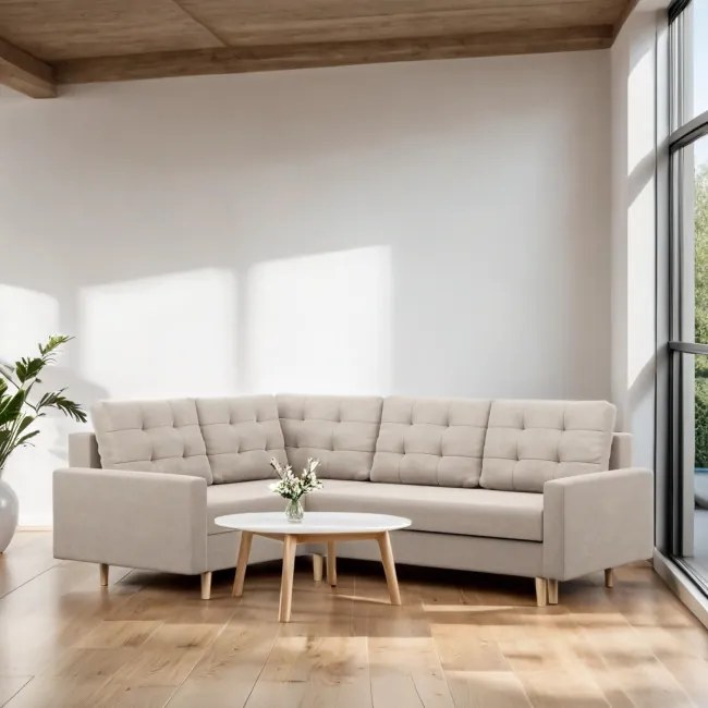 Rohová rozkladacia sedačka BLANK Elegant ľavá, béžová