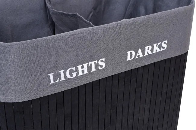 Kôš na bielizeň 2 priehradkový 100 l bambusový čierny