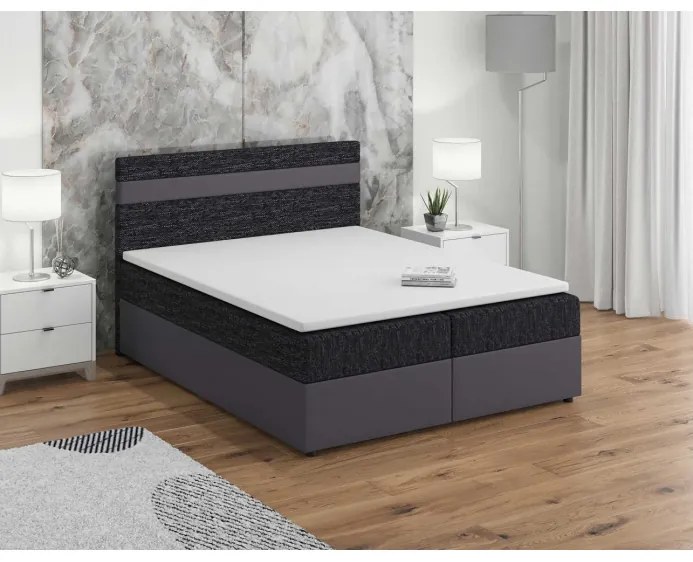 Boxspringová posteľ SISI 180x200, čierna + šedá eko koža
