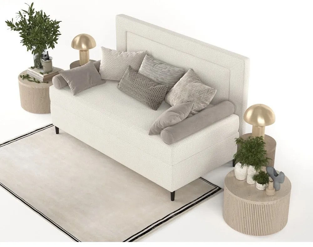 Béžová čalúnená jednolôžková posteľ 80x200 cm Alba – Maison de Rêve