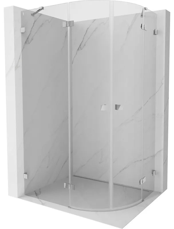 Mexen Lunar, polkruhový sprchový kút naklápací doľava 90 x 80 cm, 8mm číre sklo, chrómový profil, 833-090L-080P-01-00