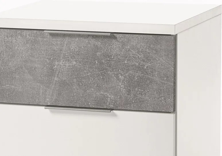 Vyšší nočný stolík Anton, biela/beton