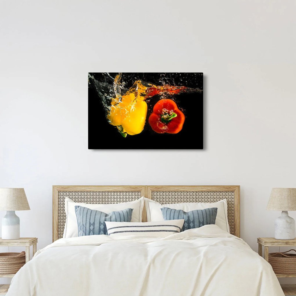 Obraz - papriky vo vode (90x60 cm)