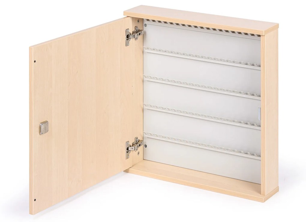 Drevená skrinka na kľúče, na 100 kľúčov, breza