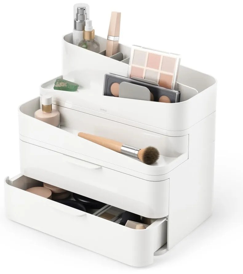 Biely plastový kúpeľňový organizér na kozmetiku Glam - Umbra