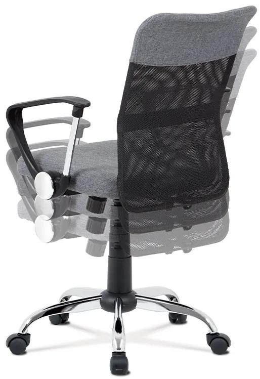 Detská kancelárska stolička na kolieskach KOBO – s podrúčkami, sieťované operadlo, sivá