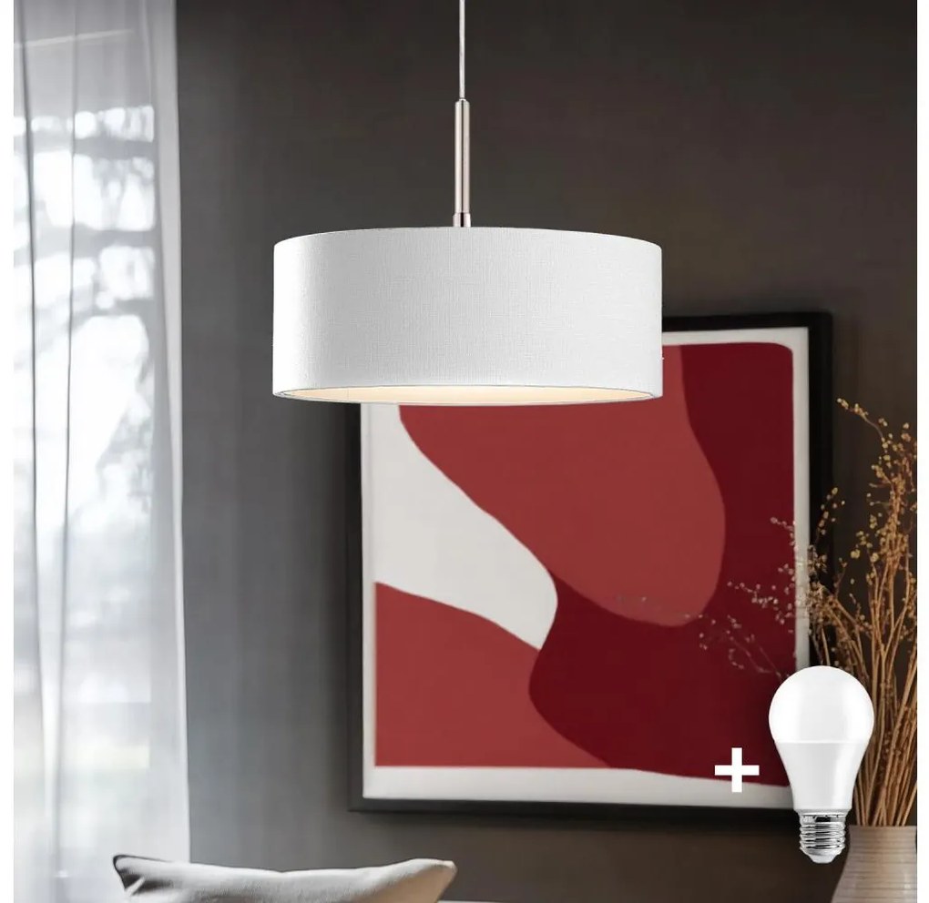 Eglo - LED Luster na lanku TUNJA 1xE27/60W/230V biela