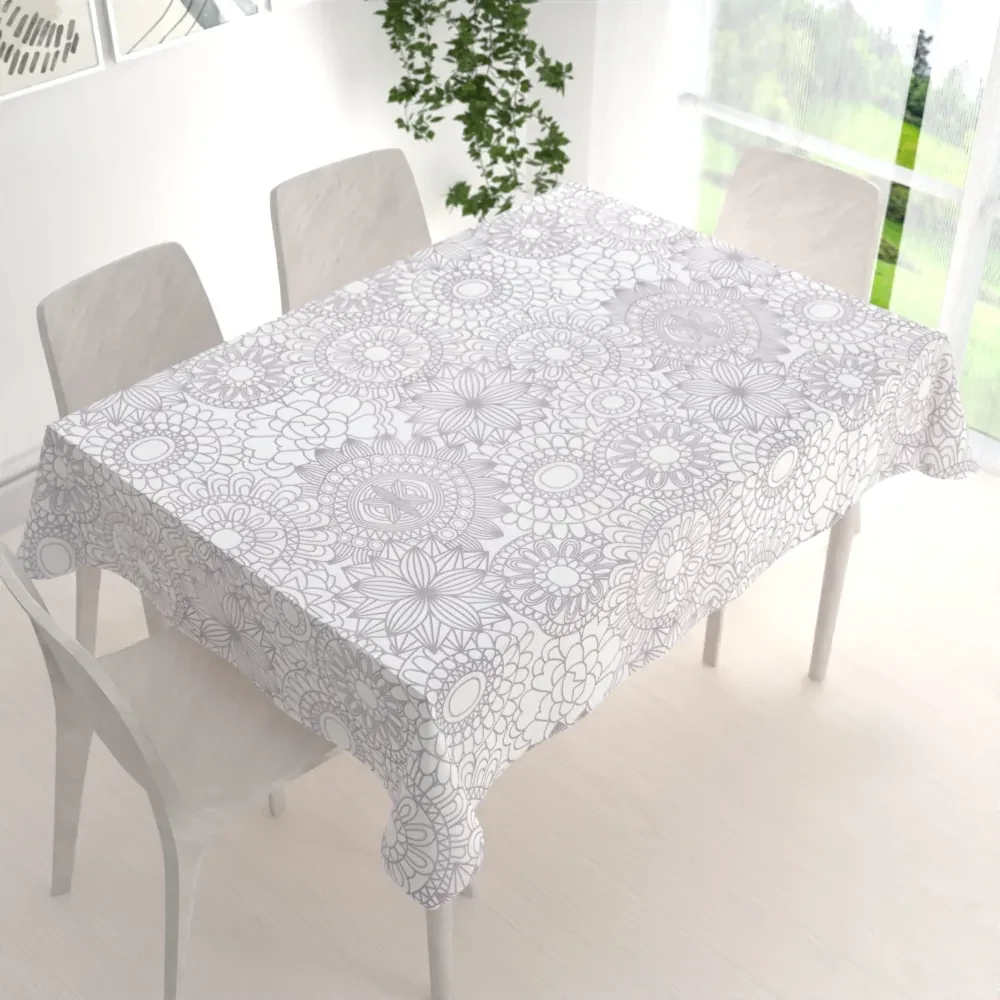 Biante Bavlnený obdĺžnikový obrus Sandra SA-365 Sivé mandaly na bielom 100x140 cm