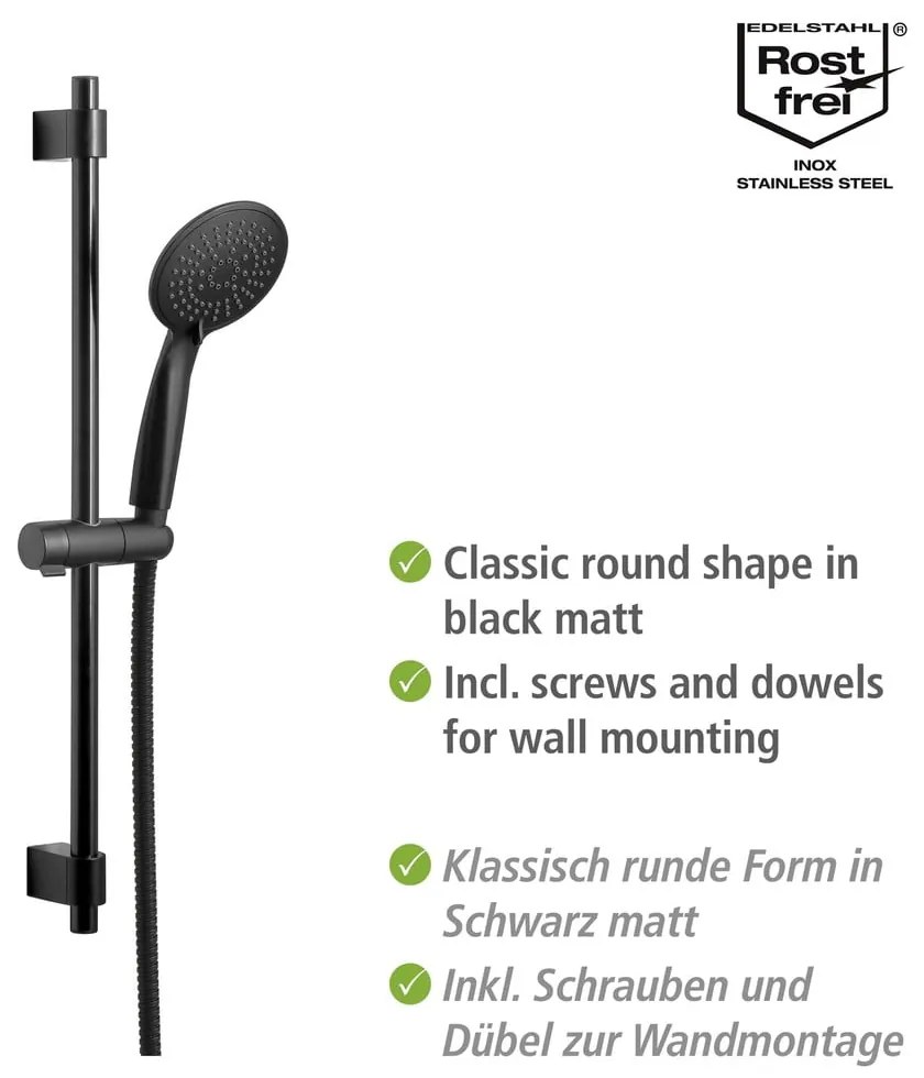Čierny sprchový set z nerezovej ocele 66 cm Young - Wenko