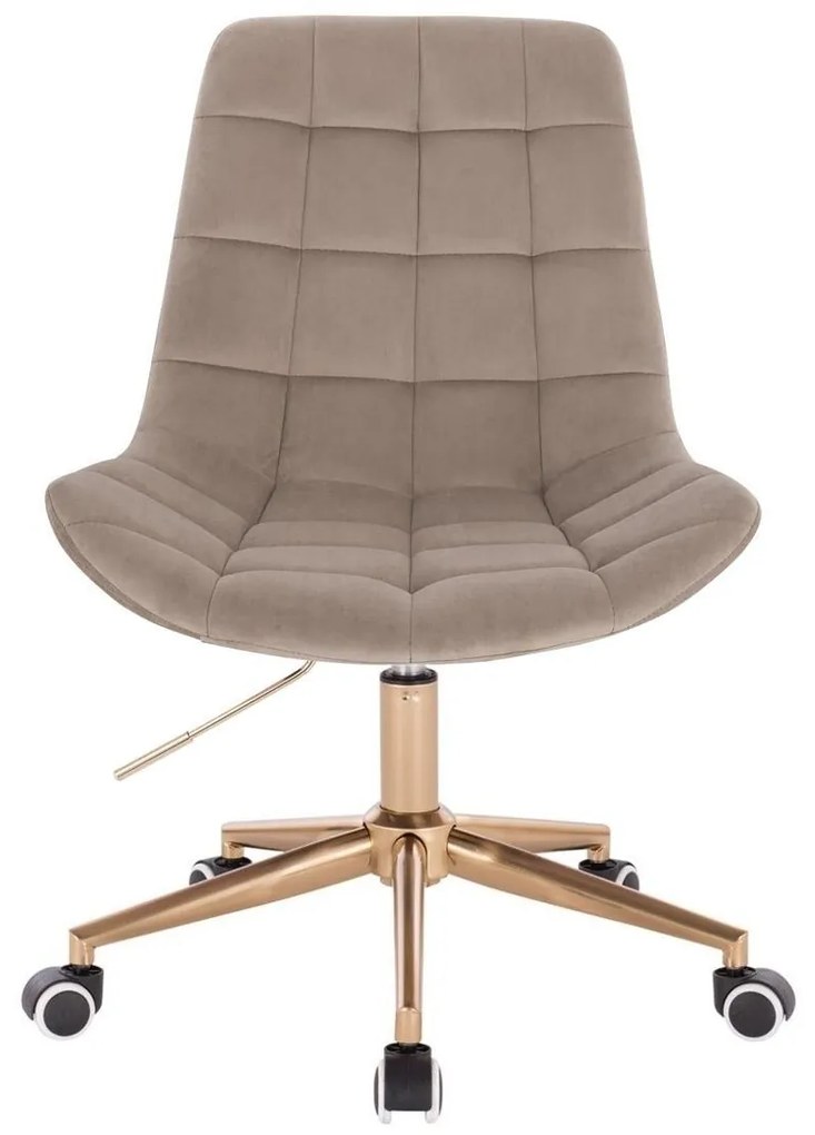 LuxuryForm DESIGN Stolička PARIS VELUR na zlatej podstave s kolieskami - latte
