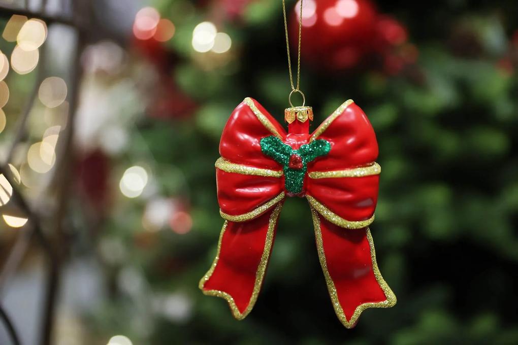 Klasik závesná vianočná ozdoba mašľa 10cm