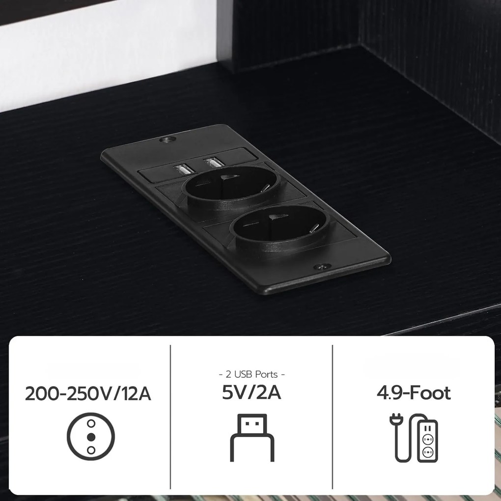 Závesný TV stolík Browny 140 cm s LED osvetlením čierny