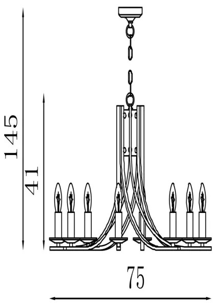 Searchlight 4168-8SB - Závesný luster ASCONA na reťazi, 8xE14/60W/230V