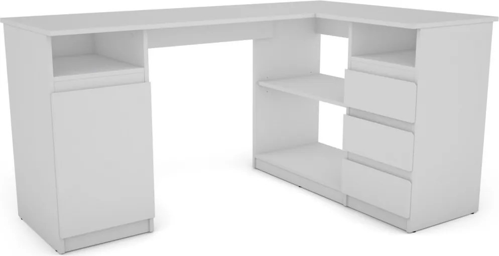 Rohový písací stôl Carlos, biely