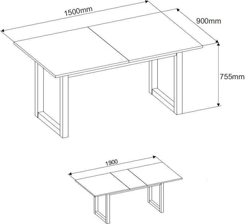 Rozkladací jedálenský stôl Seattle 150x90 cm, dub artisan/antracit