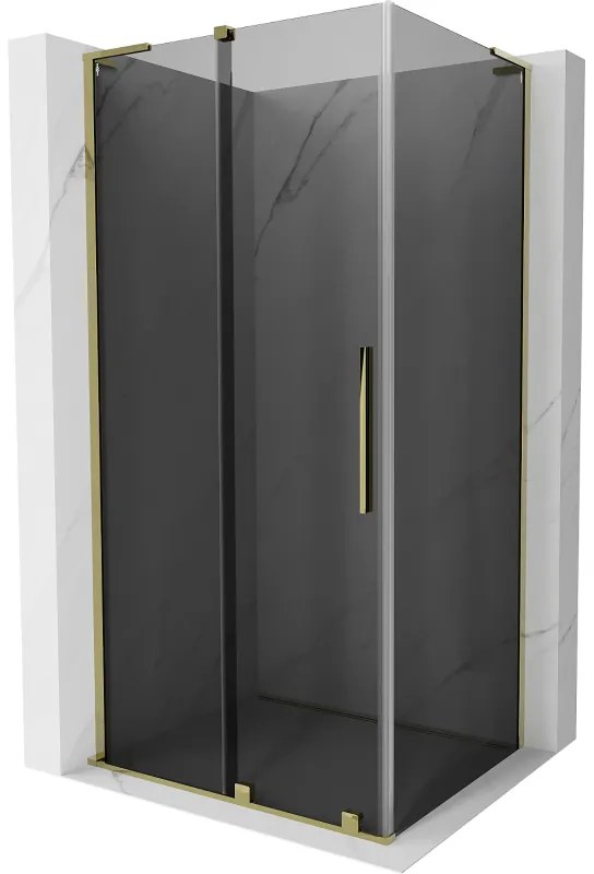 Mexen Velar L, sprchový kút s posuvnými dverami 120 x 85 cm, 8mm šedé sklo, zlatá lesklá, 871-120-085-43-50