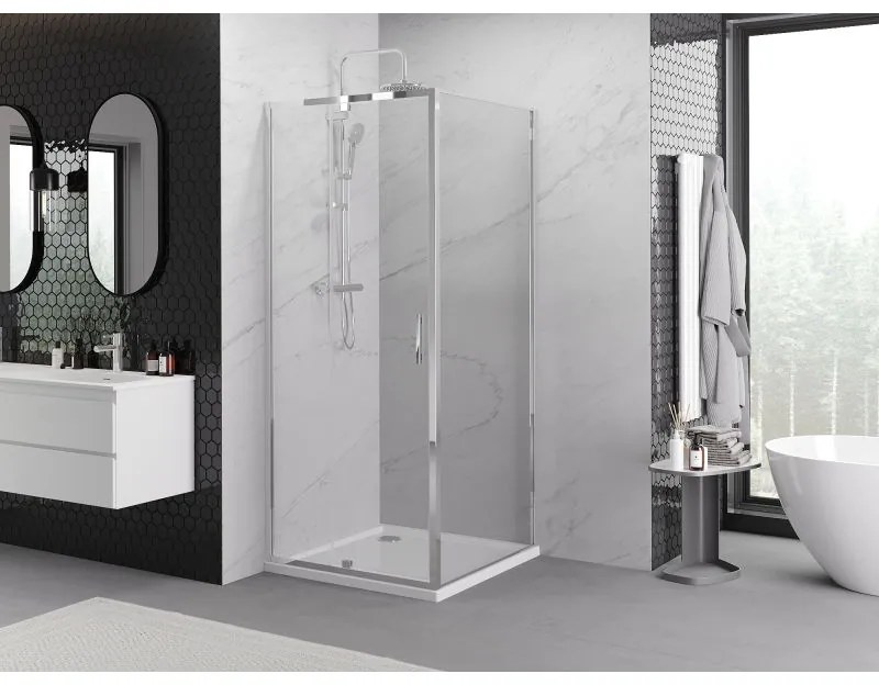 Mexen Exo, sprchovací kút s krídlovými dverami 100 x 100 cm, 6mm číre sklo, chrómový profil, 819-100-100-01-00