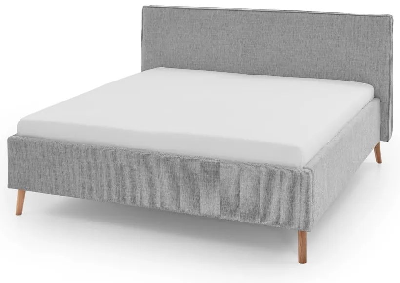 Svetlosivá čalúnená dvojlôžková posteľ s úložným priestorom s roštom 180x200 cm Riva – Meise Möbel