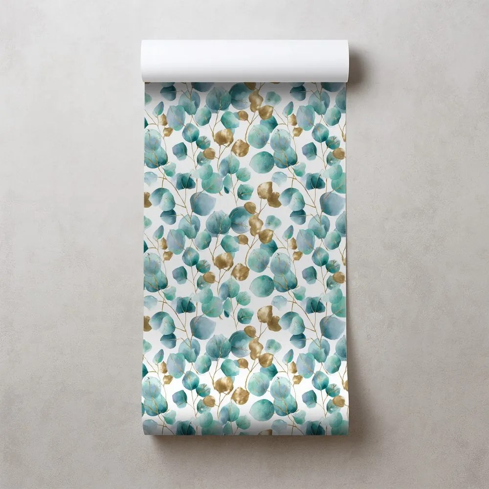 Fototapeta zlaté a tyrkysové listy